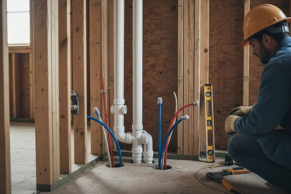 Drain and supply rough-in during Toilet Repair and Installation in Cornwall