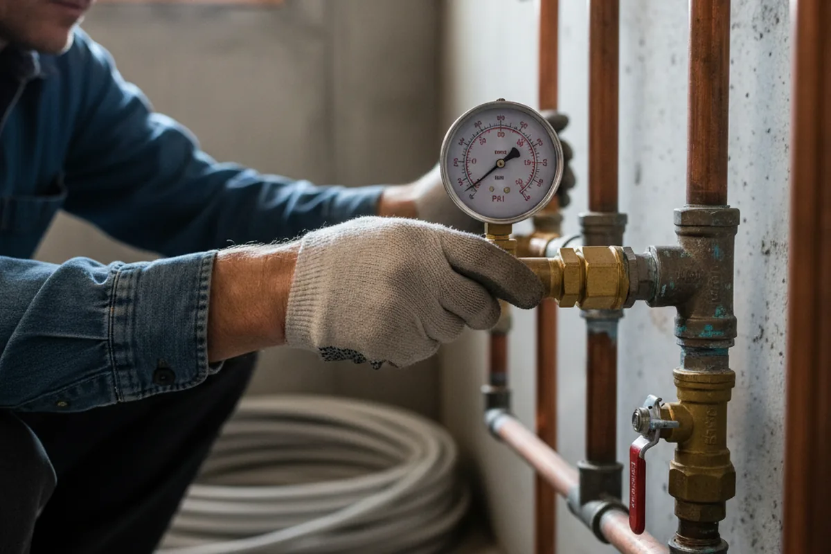 Pressure testing a repaired line during Water Line Repair in Cornwall
